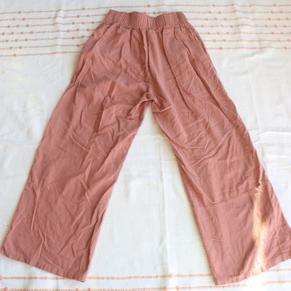 dust pink linen blend pants (petite)